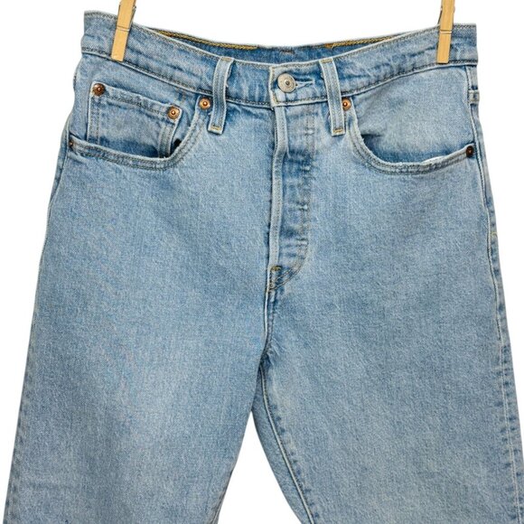 Levis Womens 501 S Skinny Jeans Light Wash Stretch Denim Fray Hem Button Fly W27 - Picture 4 of 15